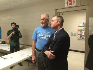 Cedar Co Chair Larry Hodgden greets O'Malley