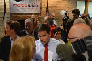 Rubio chats with the crowd after Hagenow's event
