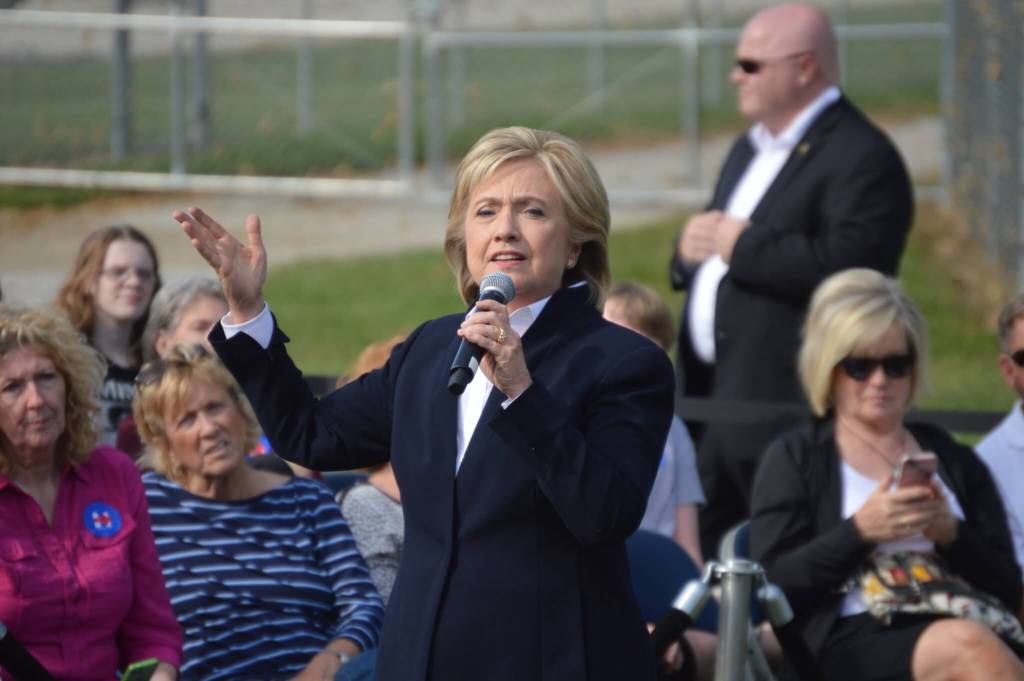 Clinton at a visit to Council Bluffs