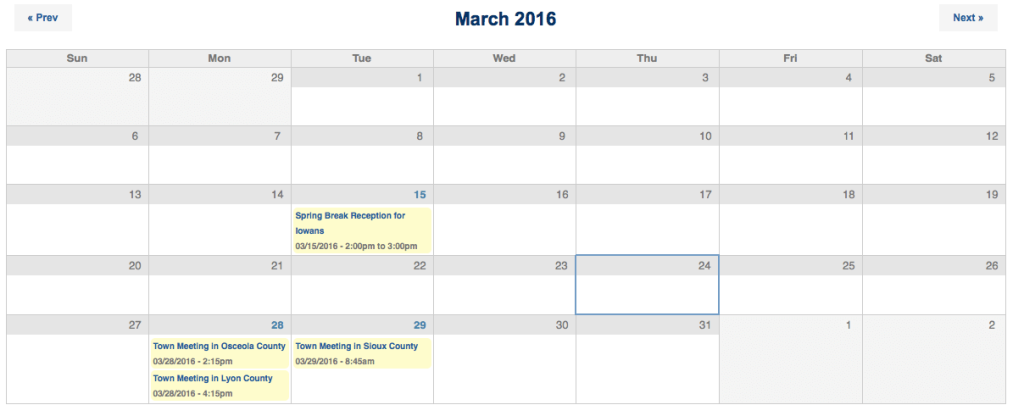 Grassley March event schedule