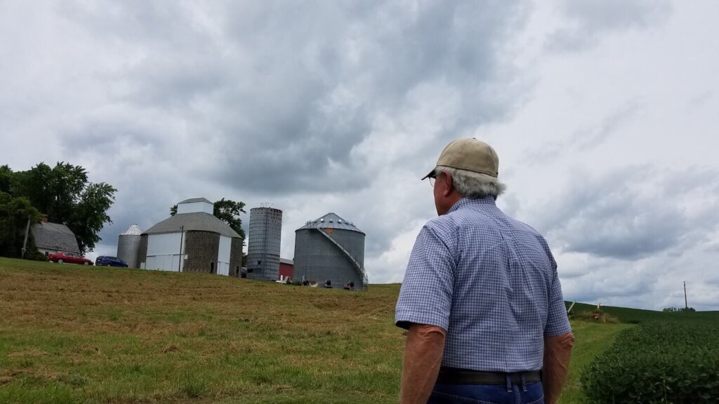 Iowa farmer rural fields