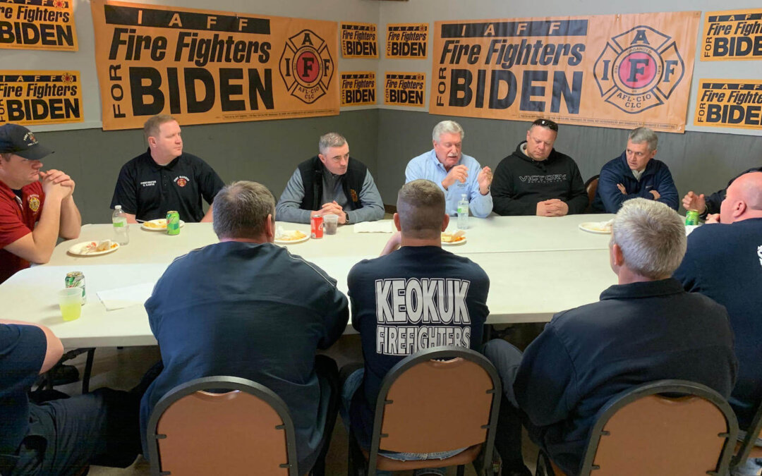 Firefighters Reinforce Joe Biden On The Ground In Iowa
