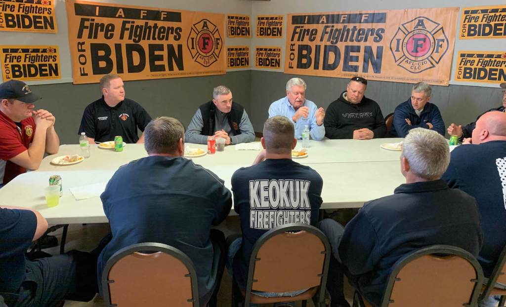 Firefighters Reinforce Joe Biden On The Ground In Iowa