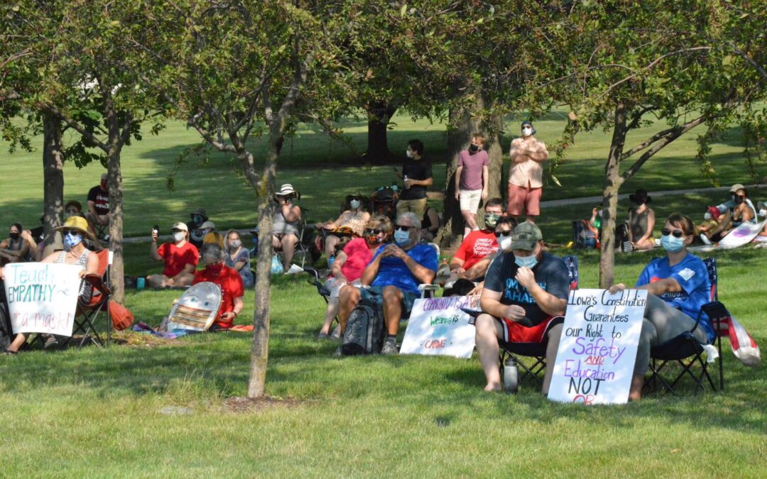Iowans Rally Against Gov. Reynolds’ Ban on School Mask Requirements