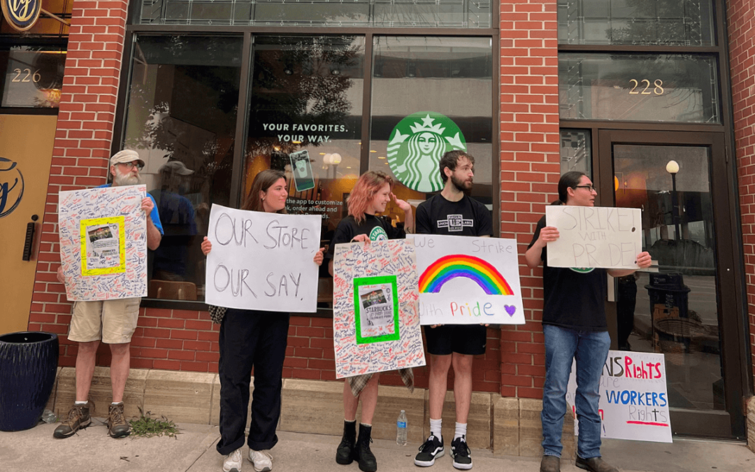Iowa City Unionized Starbucks Workers ‘Strike With Pride’