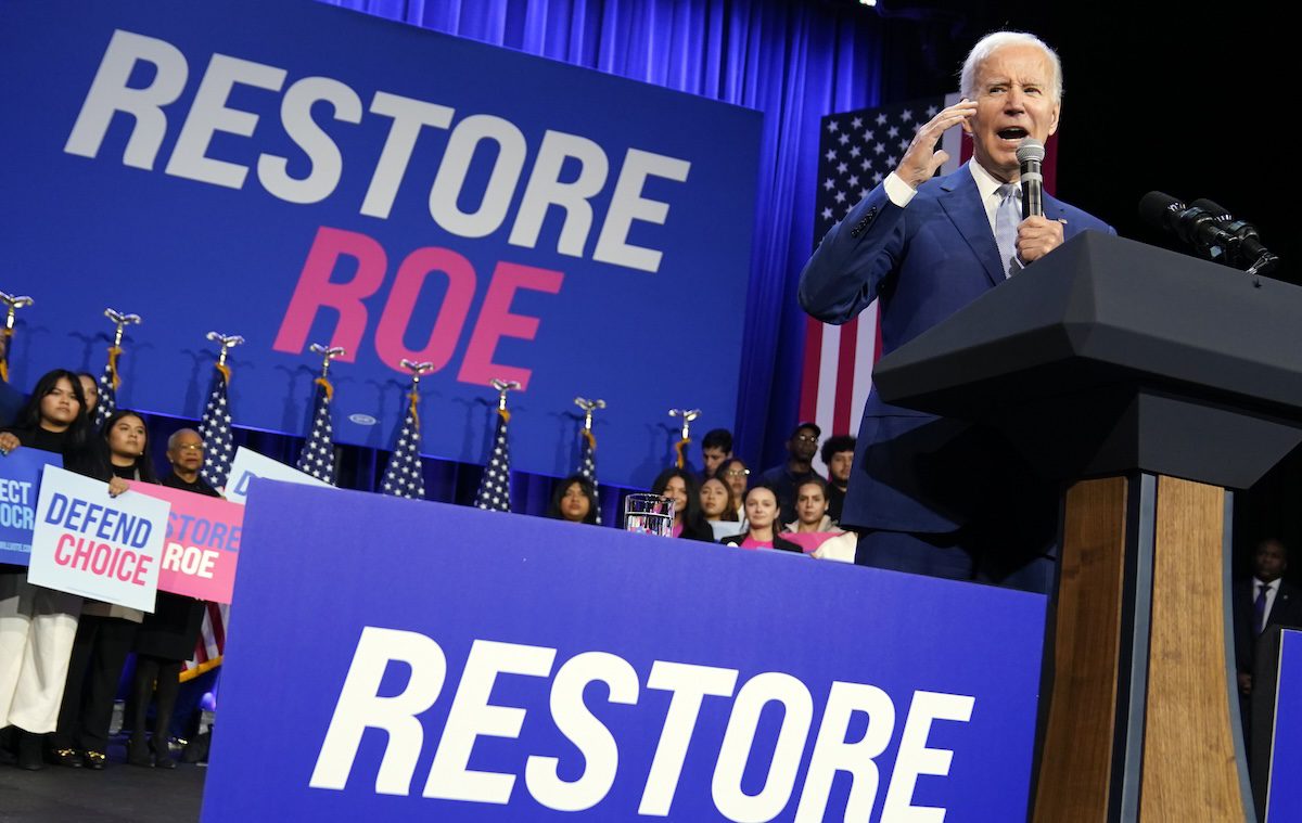 President Joe Biden speaks about abortion access during a Democratic National Committee event Oct. 18, 2022, in Washington. As he campaigns for a second term, Biden is highlighting how women’s health has been affected by the overturning of federal abortion protections. His campaign is getting help from two women who say abortion restrictions put them in medical peril. Amanda Zurawski of Texas and Kaitlyn Joshua of Louisiana say their personal experiences are driving them to campaign for Biden in North Carolina and Wisconsin over the next two weeks. (AP Photo/Evan Vucci, File)