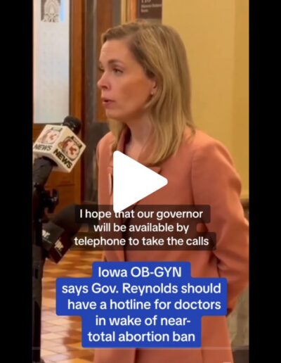 Iowa OB-GYN Dr. Emily Boevers speaks at a press conference after Iowa's Supreme Court lifted the injunction on the near-total abortion ban.