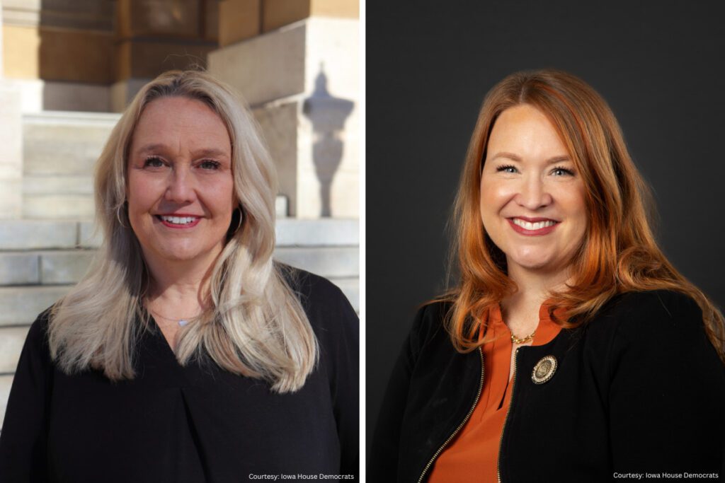 Iowa House Democrats Jennifer Konfrst and Lindsay James. Left: Jennifer Konfrst, Right: Lindsay James