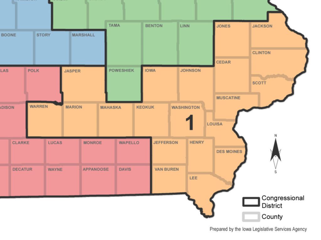 A map of Iowa's 1st Congressional District. We have key takeaways from Tuesday's election.