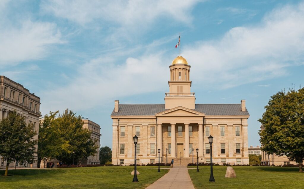 Exterior shot of Iowa Old Capitol Museum.