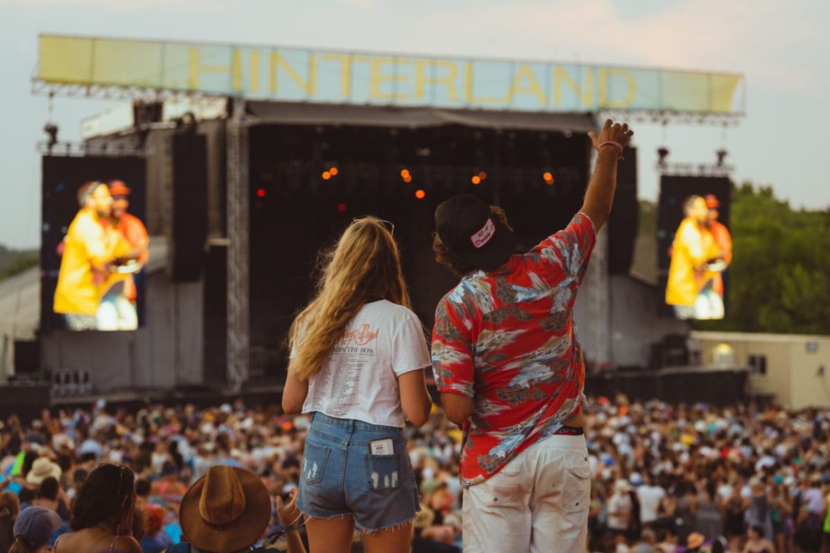 Hinterland festival attendees watching a performance.