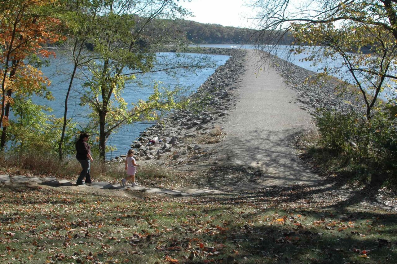 folks walk around lake mcbride