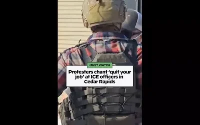 WATCH: Protestors chant ‘quit your job’ at ICE officers in Cedar Rapids