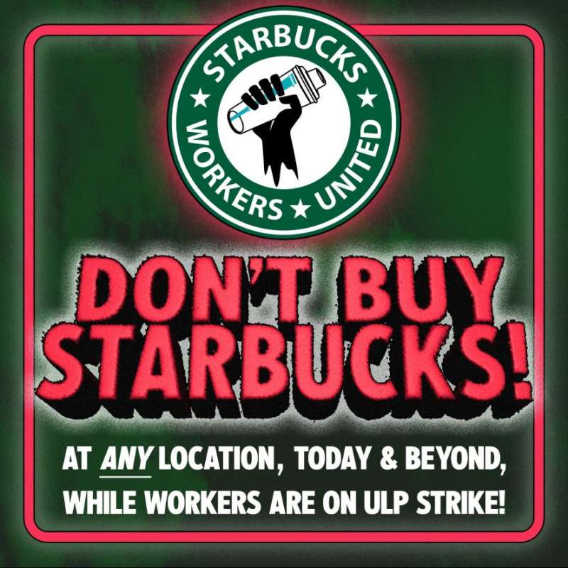 Starbucks boycott poster (Starbucks Workers United)