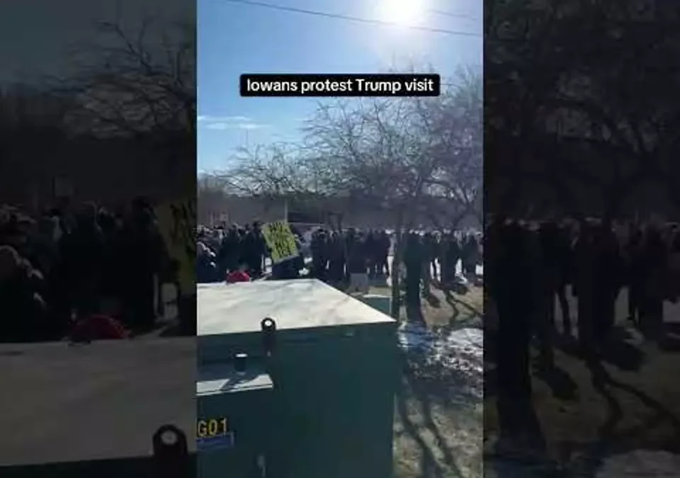 WATCH: Iowans protest Trump visit