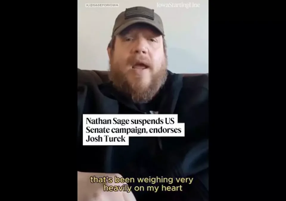 WATCH: Nathan Sage suspends US Senate campaign, endorses Josh Turek