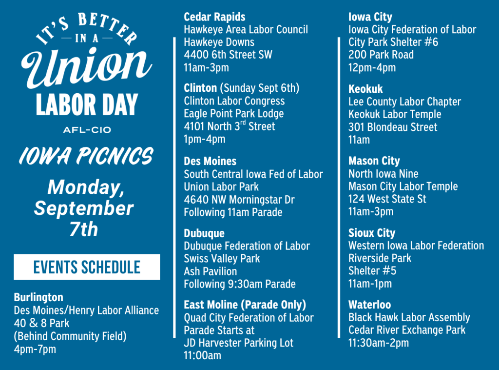 2026 Labor Day events around Iowa: News, layoffs, and more